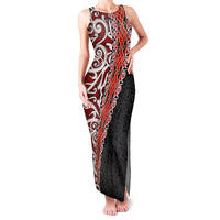 New Zealand Maori Stylized Koru Family Matching Tank Maxi Dress and Hawaiian Shirt LT03 Mom's Dress Red - Polynesian Pride