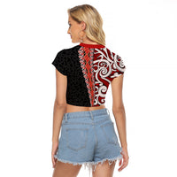 New Zealand Maori Stylized Koru Raglan Cropped T Shirt LT03 - Polynesian Pride