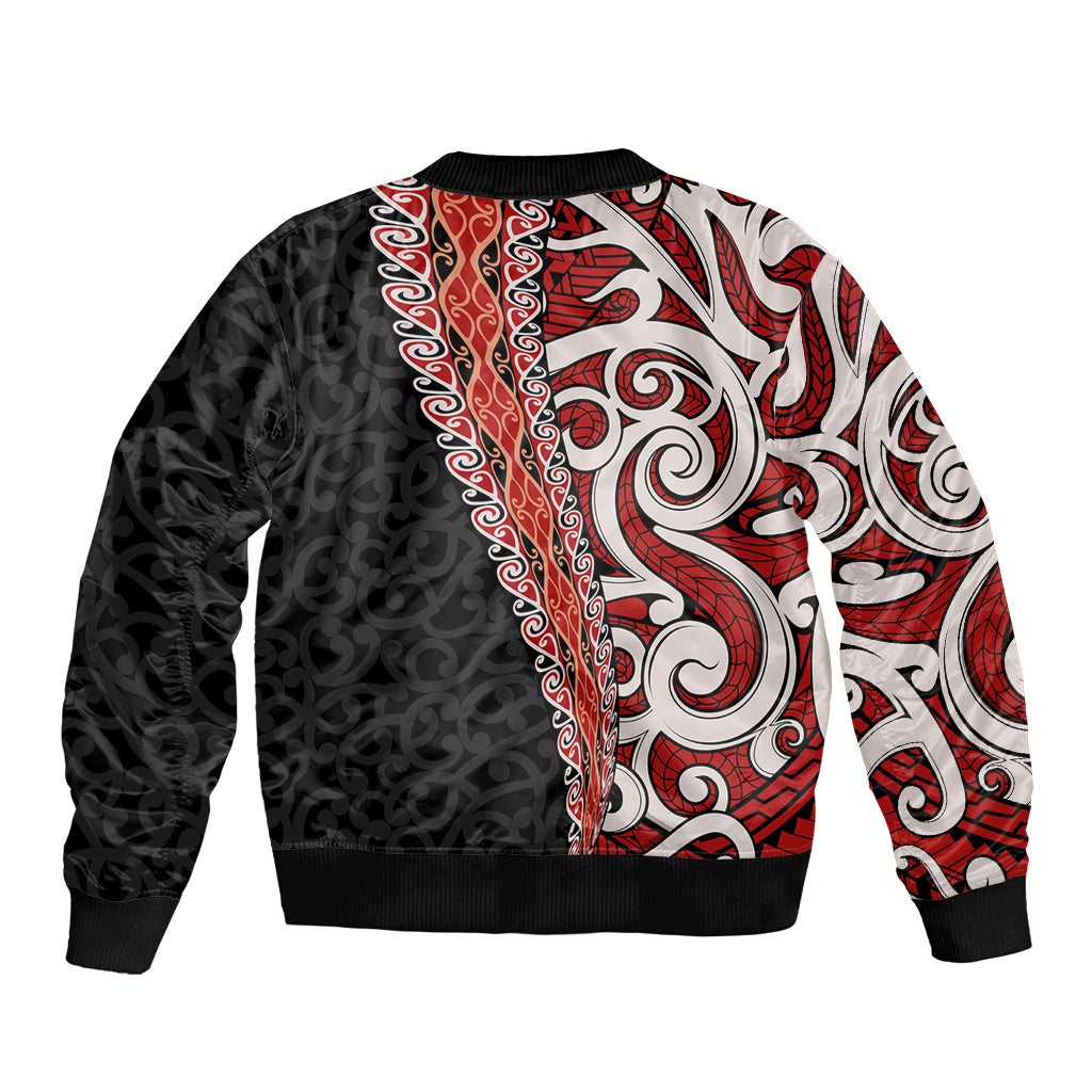 New Zealand Maori Stylized Koru Sleeve Zip Bomber Jacket LT03 - Polynesian Pride
