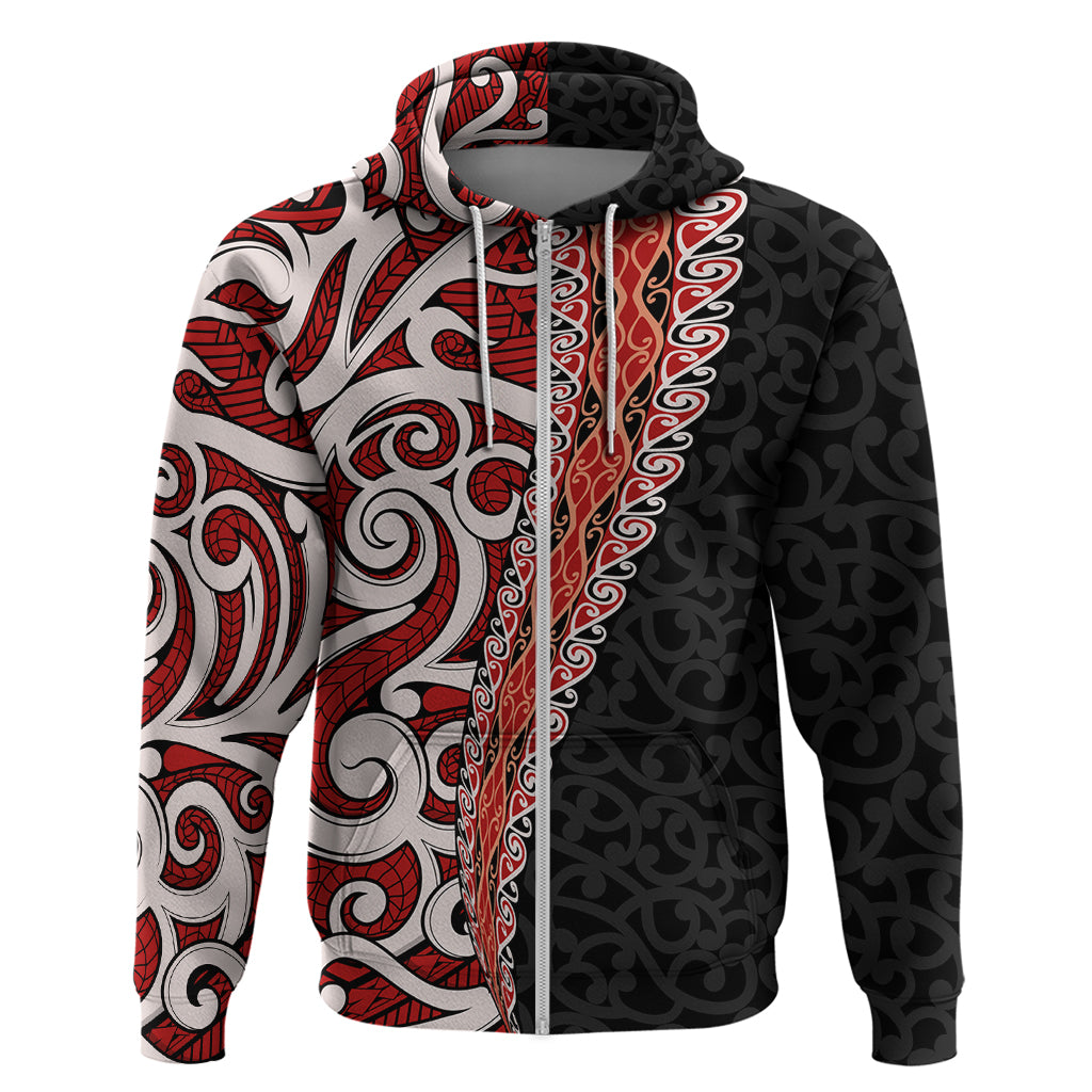 New Zealand Maori Stylized Koru Zip Hoodie LT03 Zip Hoodie Red - Polynesian Pride