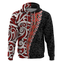 New Zealand Maori Stylized Koru Zip Hoodie LT03 Pullover Hoodie Red - Polynesian Pride