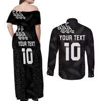 New Zealand Rugby Custom Couples Matching Off Shoulder Maxi Dress and Long Sleeve Button Shirt The Champions Aotearoa