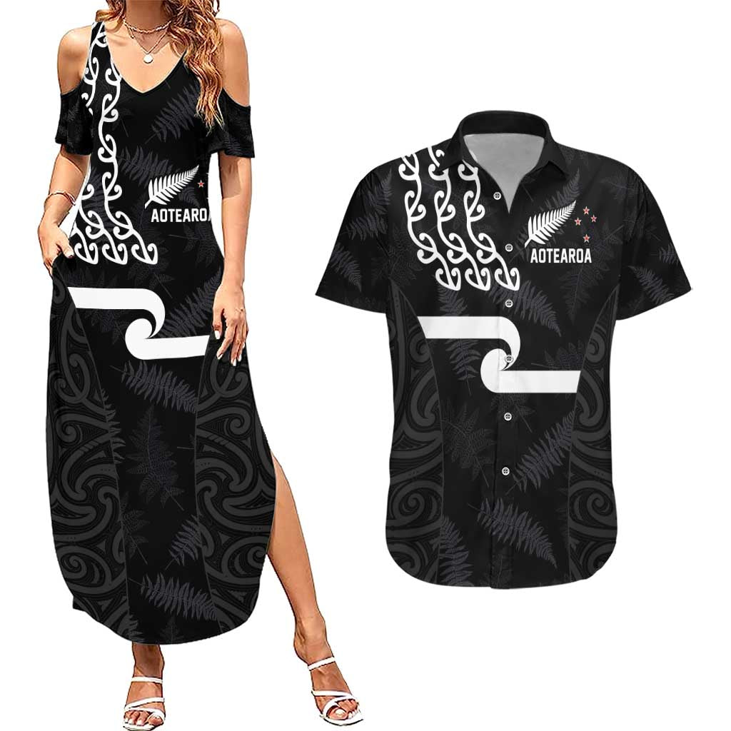 New Zealand Rugby Custom Couples Matching Summer Maxi Dress and Hawaiian Shirt The Champions Aotearoa