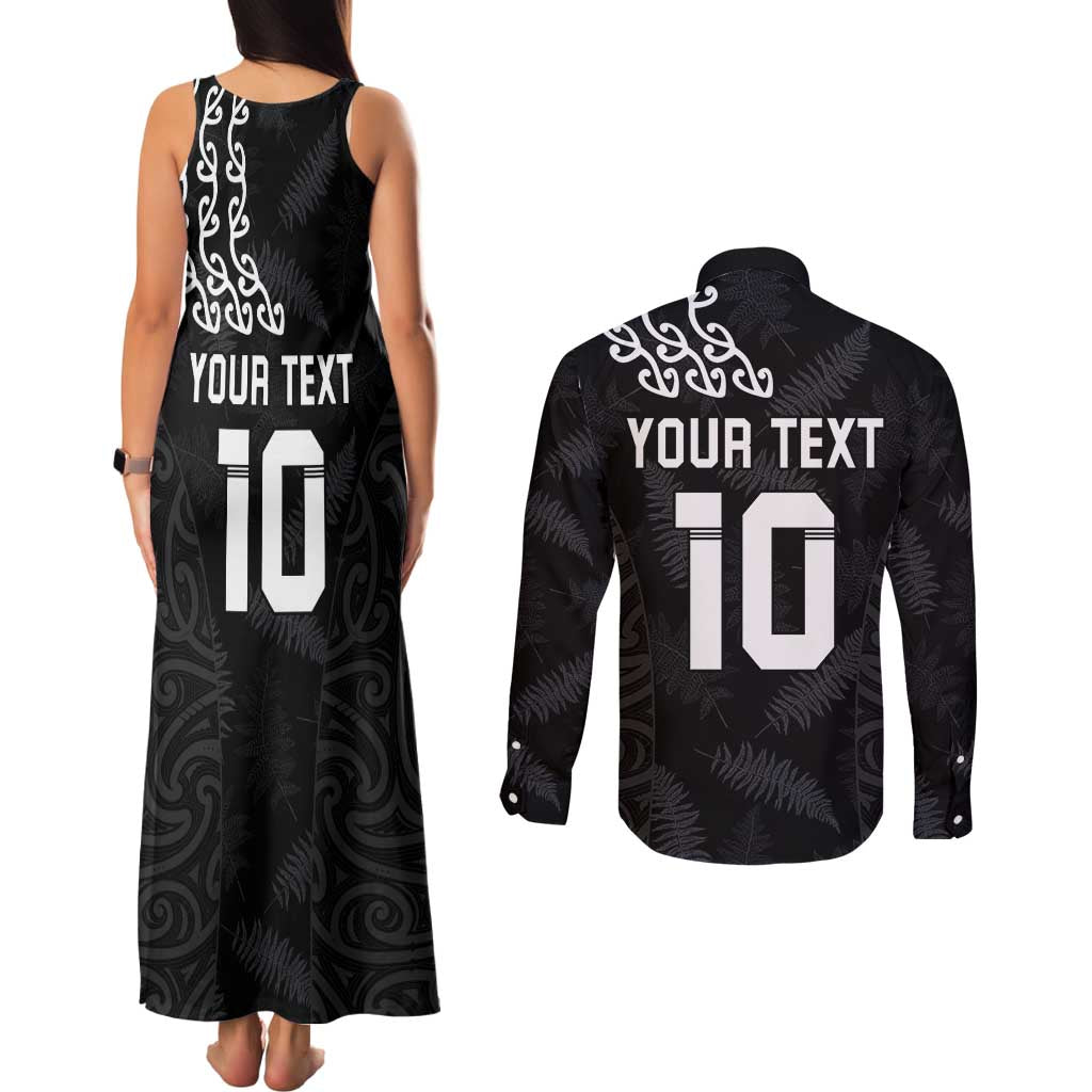 New Zealand Rugby Custom Couples Matching Tank Maxi Dress and Long Sleeve Button Shirt The Champions Aotearoa