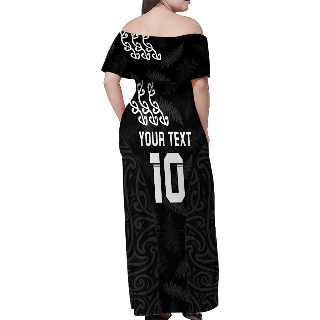 New Zealand Rugby Custom Family Matching Off Shoulder Maxi Dress and Hawaiian Shirt The Champions Aotearoa
