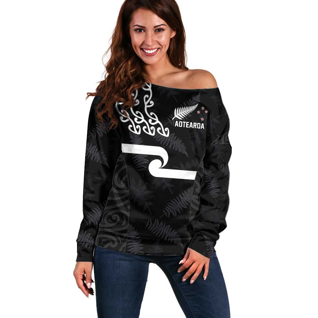 New Zealand Rugby Custom Off Shoulder Sweater The Champions Aotearoa