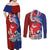 Hawaiian and Japanese Together Couples Matching Off Shoulder Maxi Dress and Long Sleeve Button Shirt The Whale and Koi Fish with Hinomaru and Lei