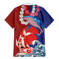 Hawaiian and Japanese Together Family Matching Summer Maxi Dress and Hawaiian Shirt The Whale and Koi Fish with Hinomaru and Lei LT03 - Polynesian Pride