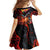 Hawaiian Turtle with Volcanic Eruption Family Matching Long Sleeve Bodycon Dress and Hawaiian Shirt Hibiscus Lei and Lava Flow an Abstract Texture