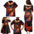 Hawaiian Turtle with Volcanic Eruption Family Matching Puletasi and Hawaiian Shirt Hibiscus Lei and Lava Flow an Abstract Texture