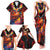 Hawaiian Turtle with Volcanic Eruption Family Matching Tank Maxi Dress and Hawaiian Shirt Hibiscus Lei and Lava Flow an Abstract Texture