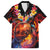 Hawaiian Turtle with Volcanic Eruption Hawaiian Shirt Hibiscus Lei and Lava Flow an Abstract Texture