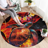 Hawaiian Turtle with Volcanic Eruption Round Carpet Hibiscus Lei and Lava Flow an Abstract Texture LT03 - Polynesian Pride