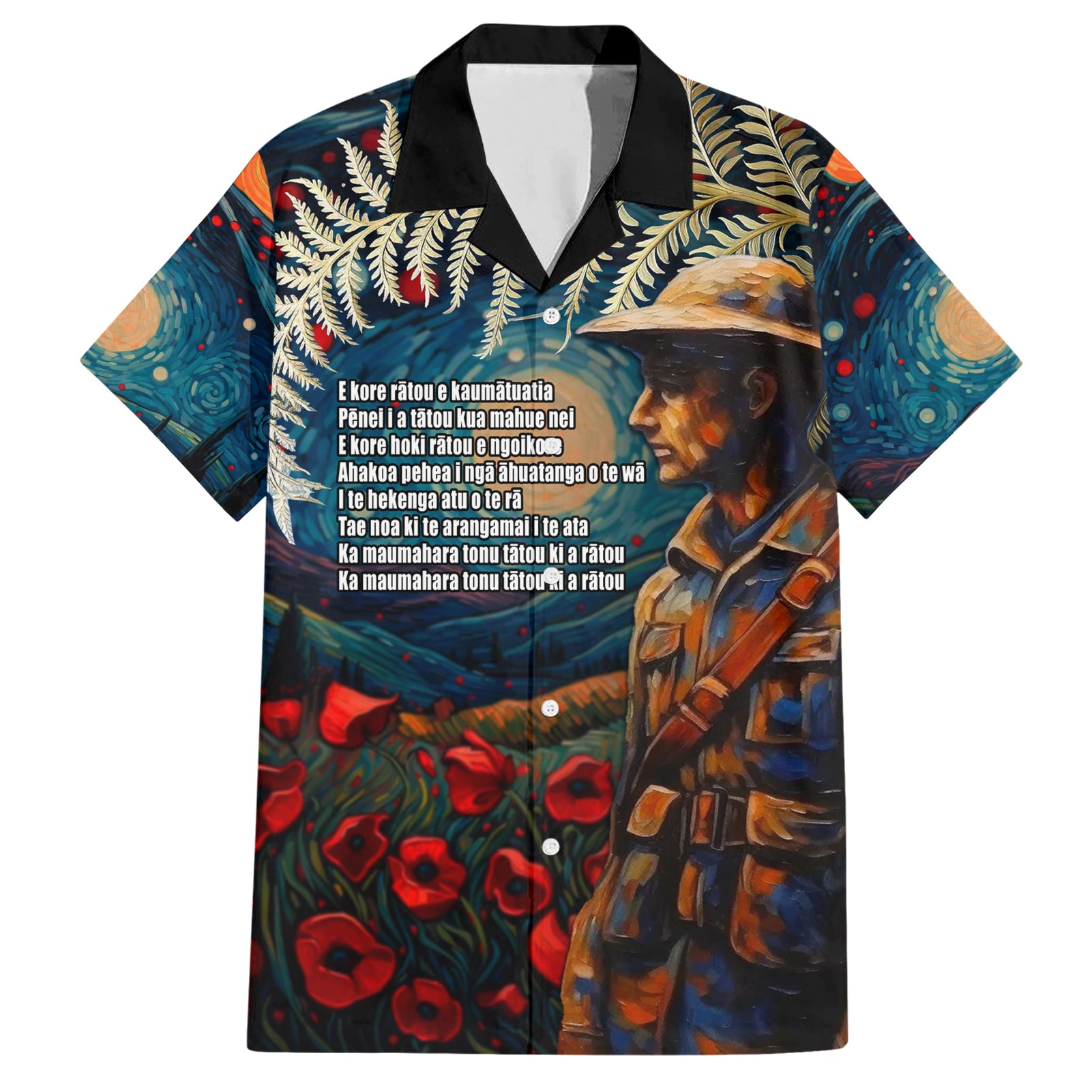 New Zealand Soldier ANZAC Day Hawaiian Shirt Silver Fern Starry Night Style LT03 Blue - Polynesian Pride