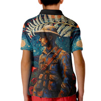 New Zealand Soldier ANZAC Day Kid Polo Shirt Silver Fern Starry Night Style LT03 - Polynesian Pride