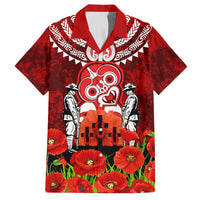 New Zealand ANZAC Waitangi Day Family Matching Long Sleeve Bodycon Dress and Hawaiian Shirt Hei Tiki and Soldier LT03 Dad's Shirt - Short Sleeve Red - Polynesian Pride
