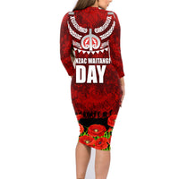 New Zealand ANZAC Waitangi Day Family Matching Long Sleeve Bodycon Dress and Hawaiian Shirt Hei Tiki and Soldier LT03 - Polynesian Pride