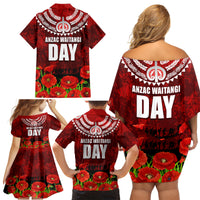 New Zealand ANZAC Waitangi Day Family Matching Off Shoulder Short Dress and Hawaiian Shirt Hei Tiki and Soldier LT03 - Polynesian Pride