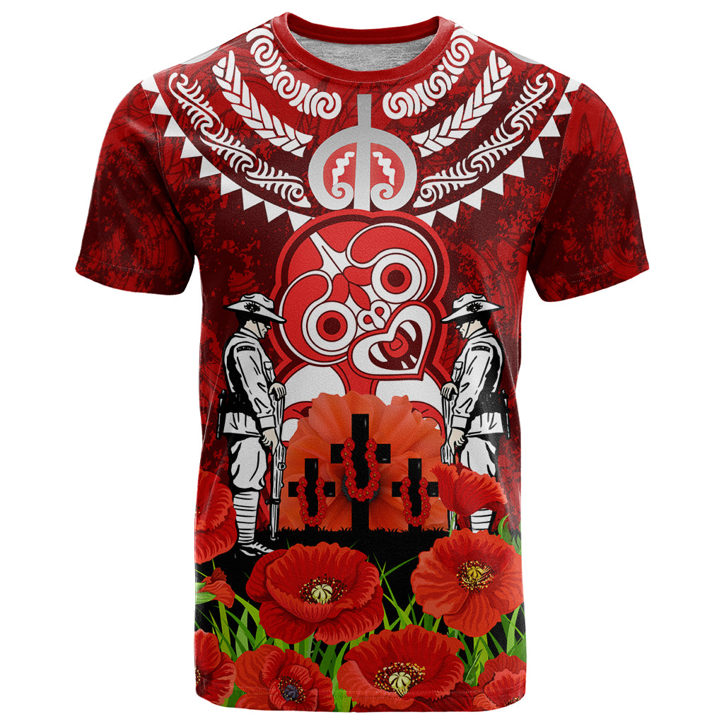 New Zealand ANZAC Waitangi Day T Shirt Hei Tiki and Soldier LT03 Red - Polynesian Pride