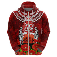New Zealand ANZAC Waitangi Day Zip Hoodie Hei Tiki and Soldier LT03 - Polynesian Pride