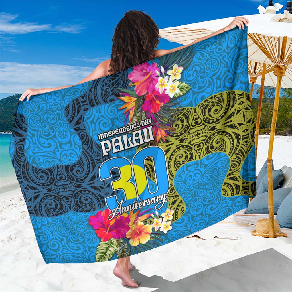 Palau Independence Day Sarong 1st October 30th Anniversary Polynesian Jungle Flower LT03 One Size 44 x 66 inches Blue - Polynesian Pride