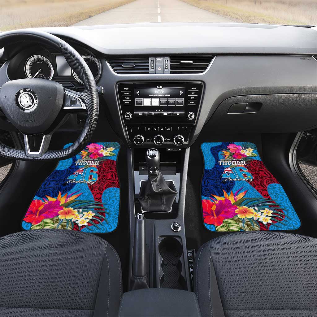 Tuvalu Independence Day Car Mats 1st October 46th Anniversary Polynesian Jungle Flower