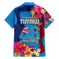 Tuvalu Independence Day Family Matching Off The Shoulder Long Sleeve Dress and Hawaiian Shirt 1st October 46th Anniversary Polynesian Jungle Flower LT03 - Polynesian Pride