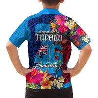 Tuvalu Independence Day Kid Hawaiian Shirt 1st October 46th Anniversary Polynesian Jungle Flower