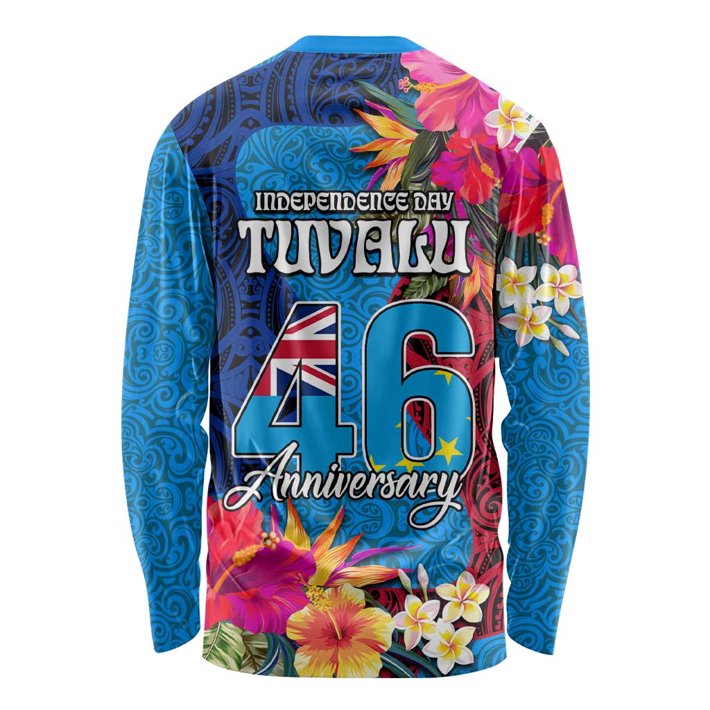 Tuvalu Independence Day Long Sleeve Shirt 1st October 46th Anniversary Polynesian Jungle Flower LT03 - Polynesian Pride