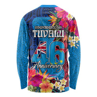 Tuvalu Independence Day Long Sleeve Shirt 1st October 46th Anniversary Polynesian Jungle Flower LT03 - Polynesian Pride