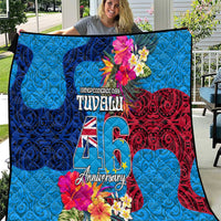 Tuvalu Independence Day Quilt 1st October 46th Anniversary Polynesian Jungle Flower LT03 Blue - Polynesian Pride