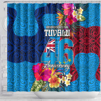 Tuvalu Independence Day Shower Curtain 1st October 46th Anniversary Polynesian Jungle Flower