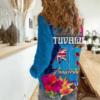 Tuvalu Independence Day Women Casual Shirt 1st October 46th Anniversary Polynesian Jungle Flower LT03 - Polynesian Pride
