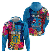 Tuvalu Independence Day Zip Hoodie 1st October 46th Anniversary Polynesian Jungle Flower LT03 - Polynesian Pride