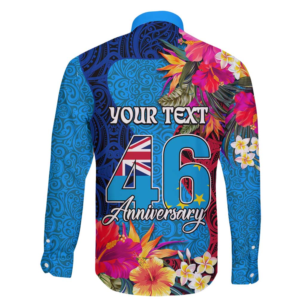 Personalised Tuvalu Independence Day Family Matching Tank Maxi Dress and Hawaiian Shirt 1st October 46th Anniversary Polynesian Jungle Flower LT03 - Polynesian Pride