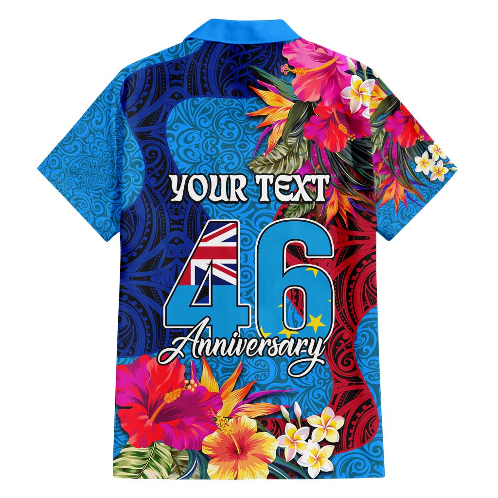 Personalised Tuvalu Independence Day Hawaiian Shirt 1st October 46th Anniversary Polynesian Jungle Flower
