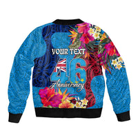 Personalised Tuvalu Independence Day Sleeve Zip Bomber Jacket 1st October 46th Anniversary Polynesian Jungle Flower LT03 - Polynesian Pride