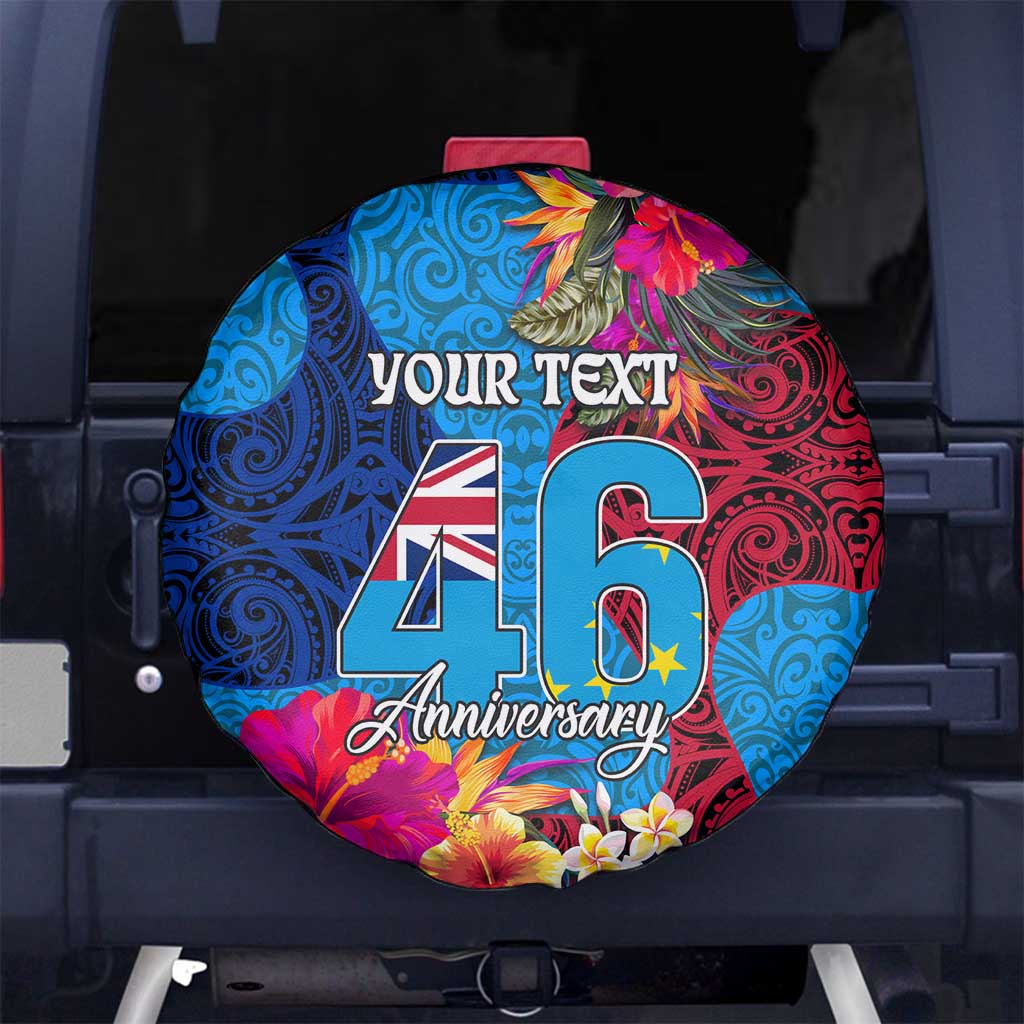 Personalised Tuvalu Independence Day Spare Tire Cover 1st October 46th Anniversary Polynesian Jungle Flower LT03 - Polynesian Pride