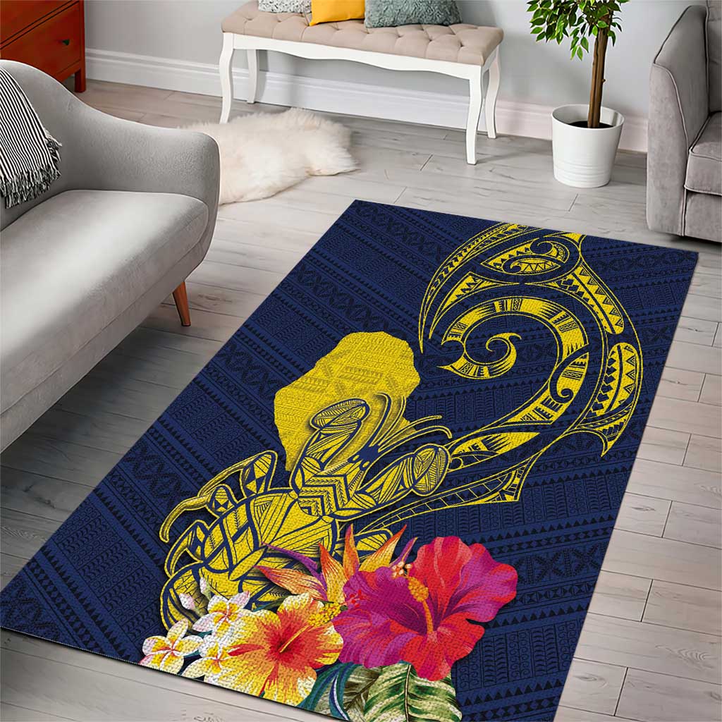 Niue Independence Day Area Rug Hiapo Pattern Hibiscus Plumeria and Uga LT03 - Polynesian Pride