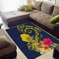 Niue Independence Day Area Rug Hiapo Pattern Hibiscus Plumeria and Uga LT03 - Polynesian Pride