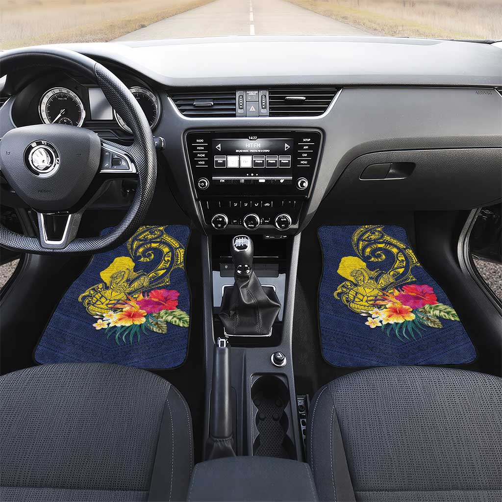 Niue Independence Day Car Mats Hiapo Pattern Hibiscus Plumeria and Uga