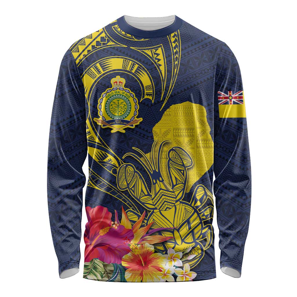 Niue Independence Day Long Sleeve Shirt Hiapo Pattern Hibiscus Plumeria and Uga LT03 Unisex Yellow - Polynesian Pride