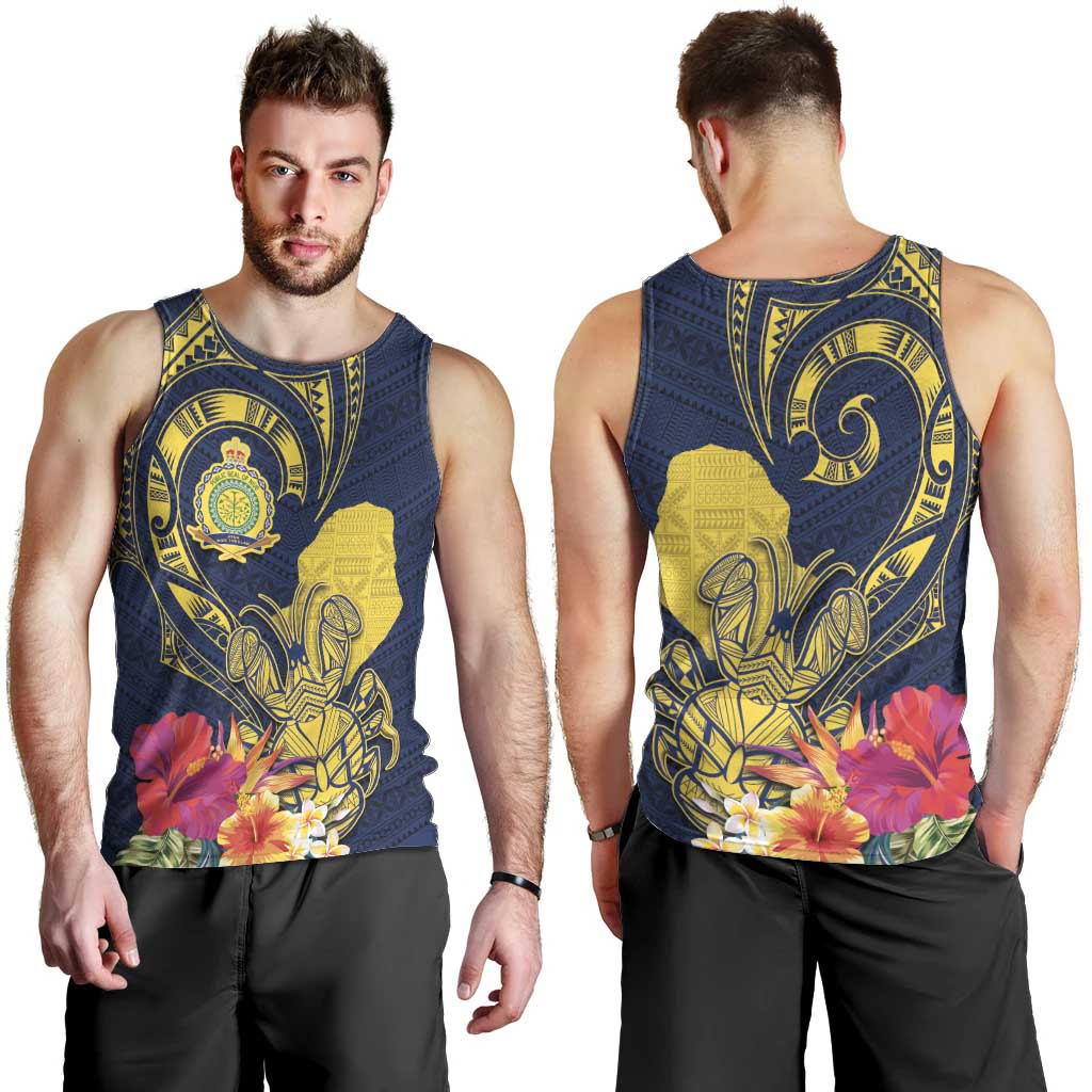 Niue Independence Day Men Tank Top Hiapo Pattern Hibiscus Plumeria and Uga