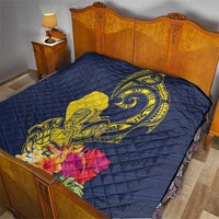 Niue Independence Day Quilt Hiapo Pattern Hibiscus Plumeria and Uga