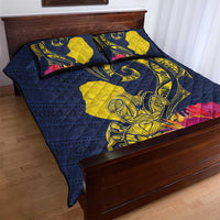 Niue Independence Day Quilt Bed Set Hiapo Pattern Hibiscus Plumeria and Uga