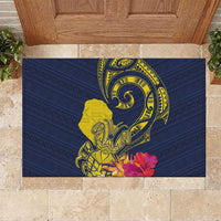 Niue Independence Day Rubber Doormat Hiapo Pattern Hibiscus Plumeria and Uga LT03 Yellow - Polynesian Pride