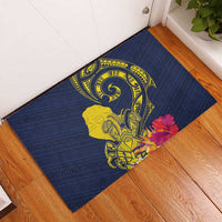 Niue Independence Day Rubber Doormat Hiapo Pattern Hibiscus Plumeria and Uga LT03 - Polynesian Pride