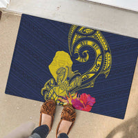 Niue Independence Day Rubber Doormat Hiapo Pattern Hibiscus Plumeria and Uga LT03 - Polynesian Pride