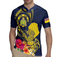 Niue Independence Day Rugby Jersey Hiapo Pattern Hibiscus Plumeria and Uga