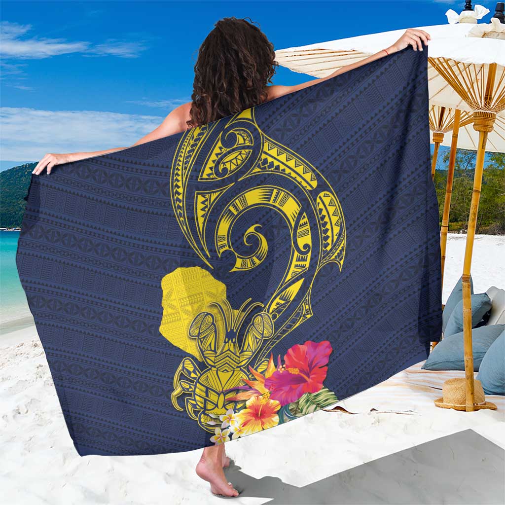 Niue Independence Day Sarong Hiapo Pattern Hibiscus Plumeria and Uga LT03 One Size 44 x 66 inches Yellow - Polynesian Pride
